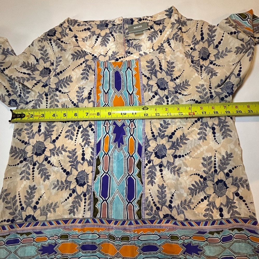 Maeve Anthropologie Multicolor Boho Floral blouse women’s size 10 3/4 sleeve - Picture 10 of 13
